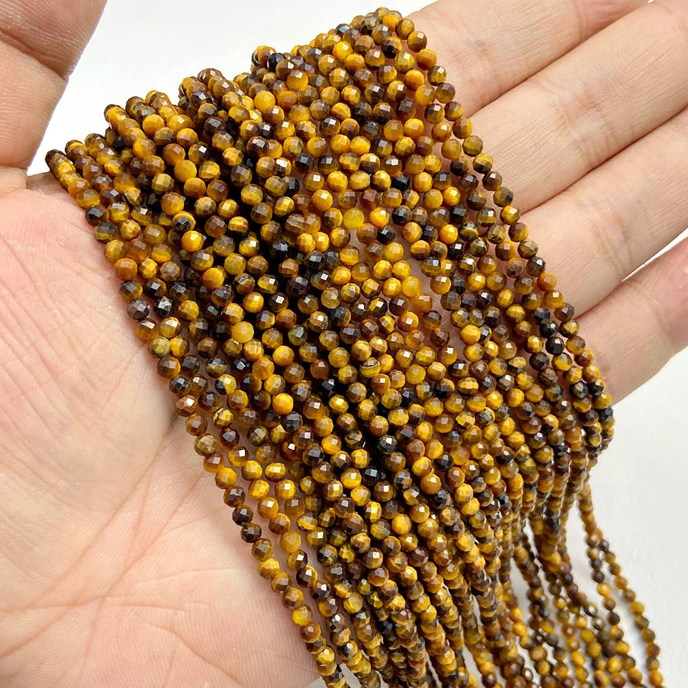 Natural Gemstone Beads in Yellow + Orange,  2 3 4 MM, 15"