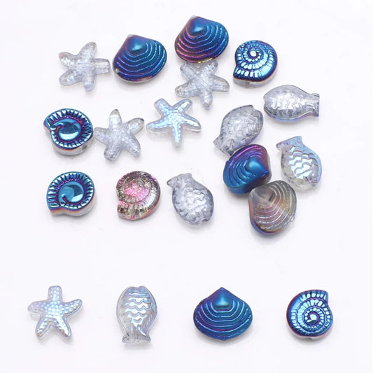 All Aboard Ocean Charm Collection, 20 Pcs Mixed Shapes Starfish /Snail /Shell/ Small Fish