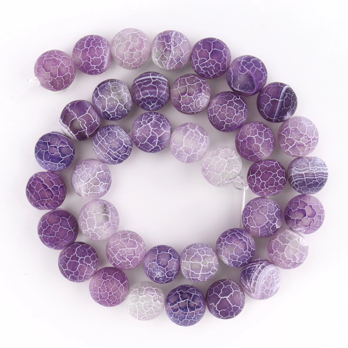 Purple Agate Beads, Round Frost Cracked Dream Fire Dragon Veins, 4-12MM