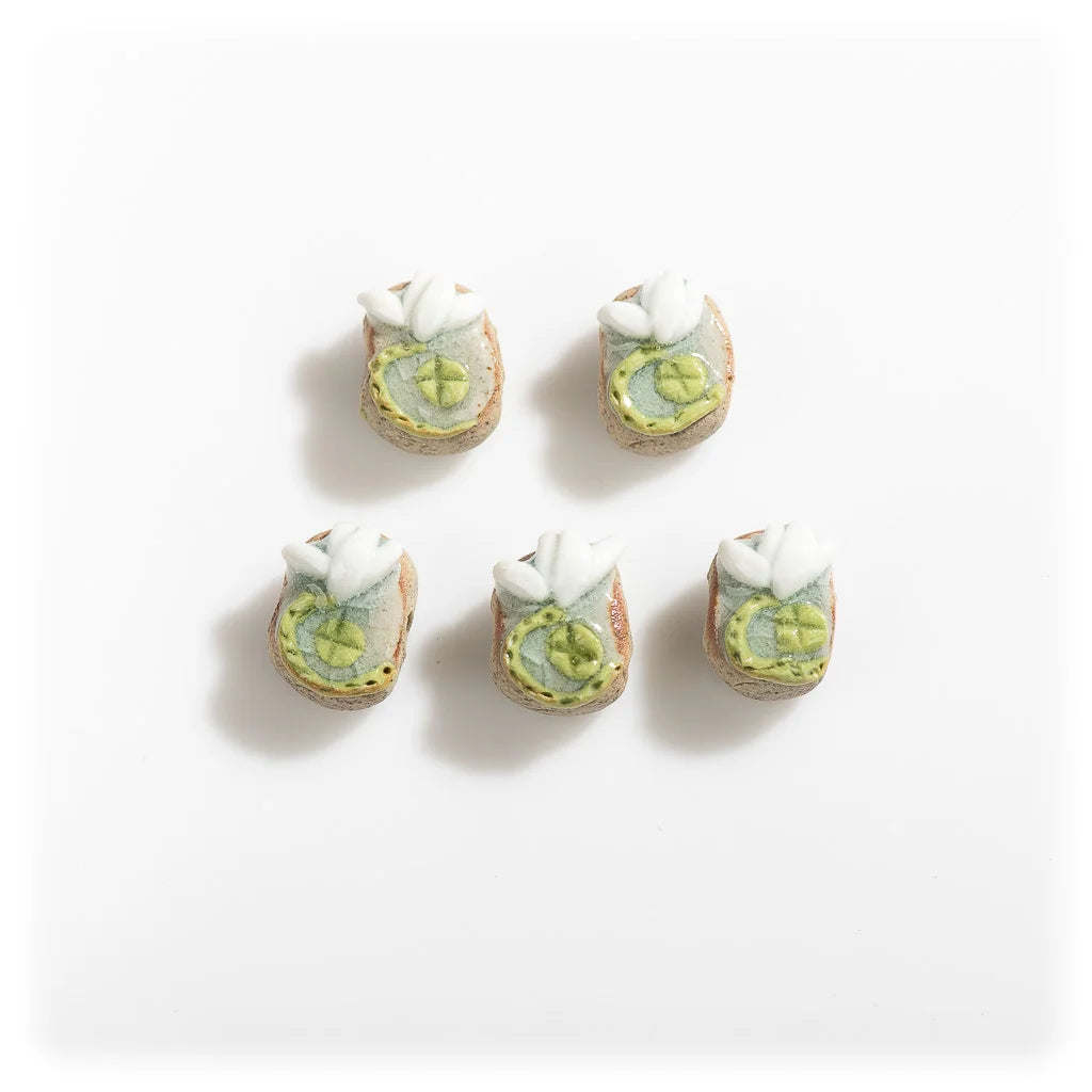 Handmade Vintage Flower Ceramic Beads, 17mm, 5pcs