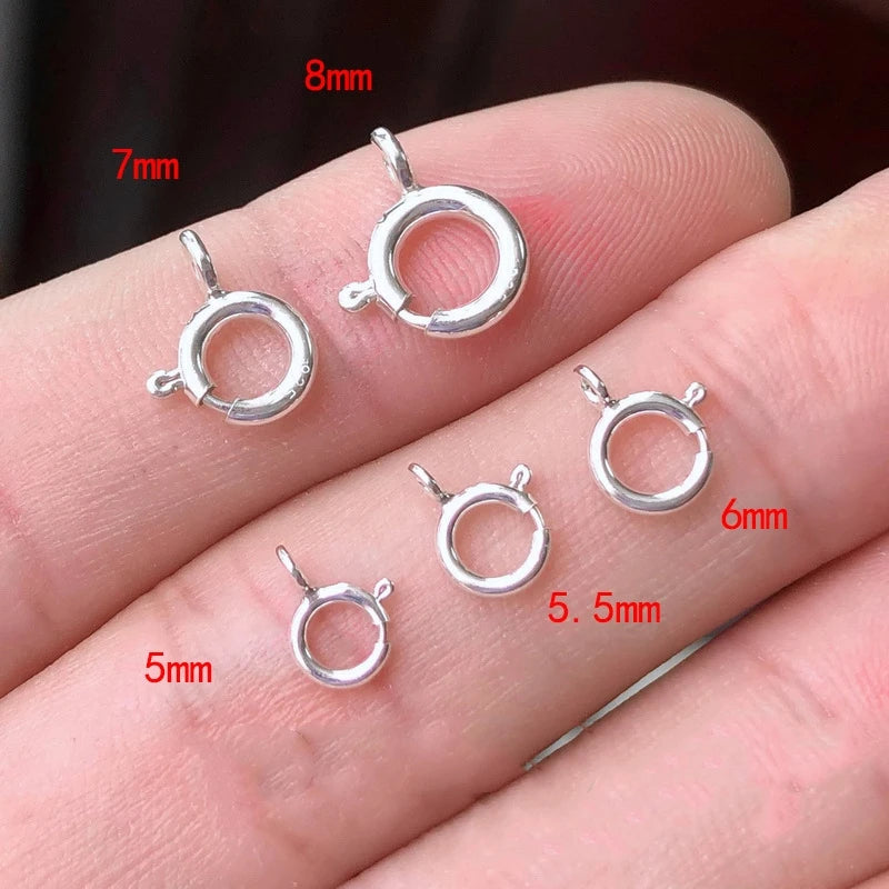 925 Sterling Silver Spring Ring Clasp With Open Jump Ring, Hypoallergenic, 2/5pcs