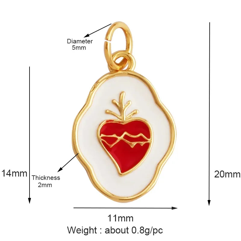 Sacred Red Heart Charm Collection, 18K Gold Plated