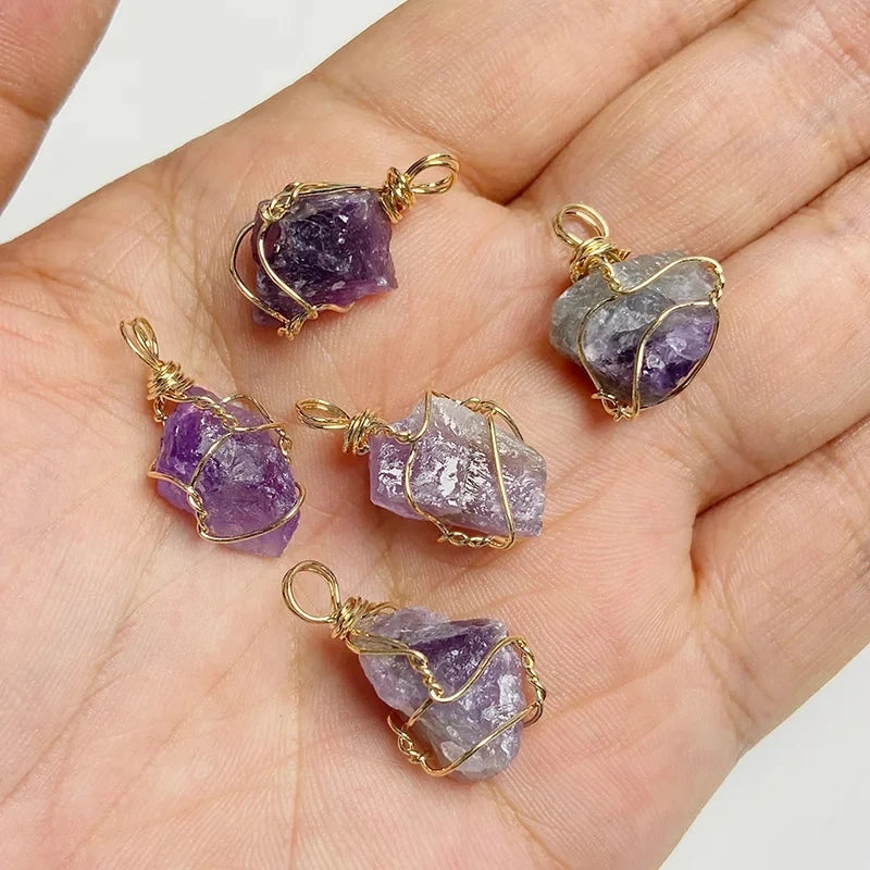 Amethyst Pendant Beads, Natural Healing Gemstones, 9 sizes & Shapes, 2pcs