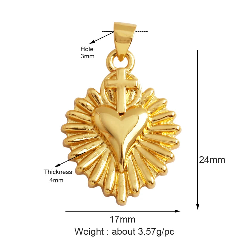 Sacred Red Heart Charm Collection, 18K Gold Plated