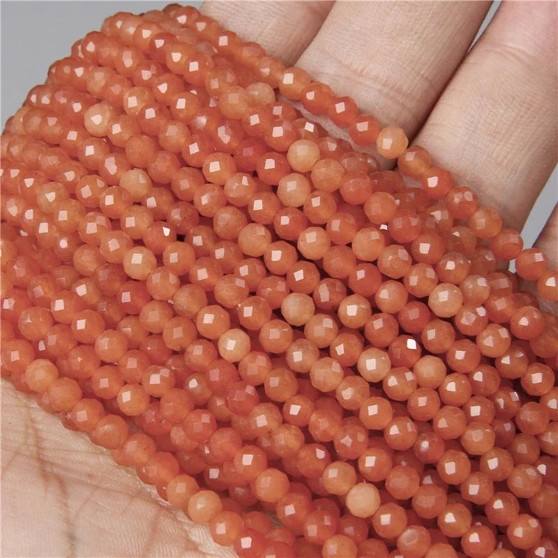 Natural Gemstone Beads in Yellow + Orange,  2 3 4 MM, 15"