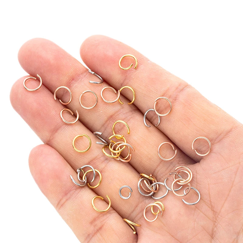 Gold Plated Stainless Steel Open Jump Rings, Split Connectors, 100pcs 4/5/6/7/8mm