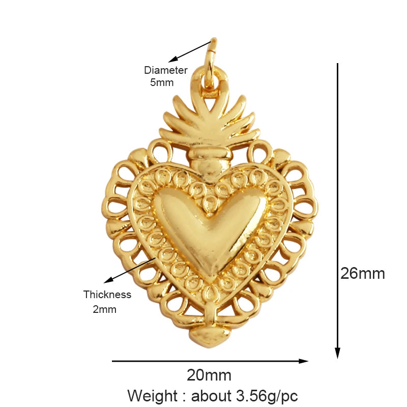 Sacred Red Heart Charm Collection, 18K Gold Plated