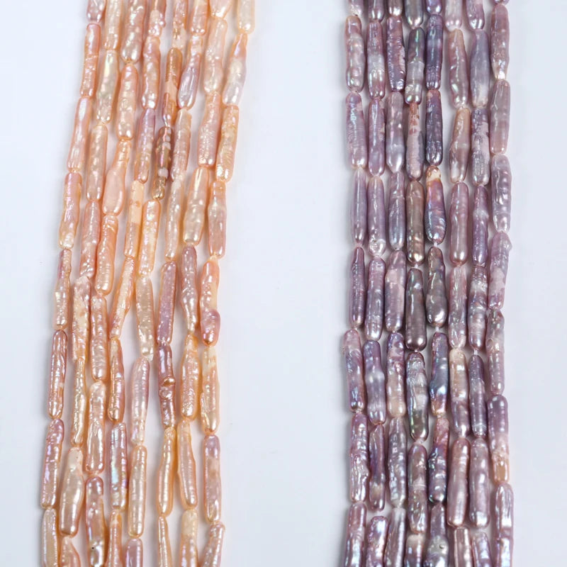 Long Stick Biwa Pink Purple Freshwater Pearl Strand, 5-6mm 25-26mm