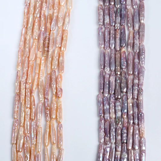 Long Stick Biwa Pink Purple Freshwater Pearl Strand, 5-6mm 25-26mm