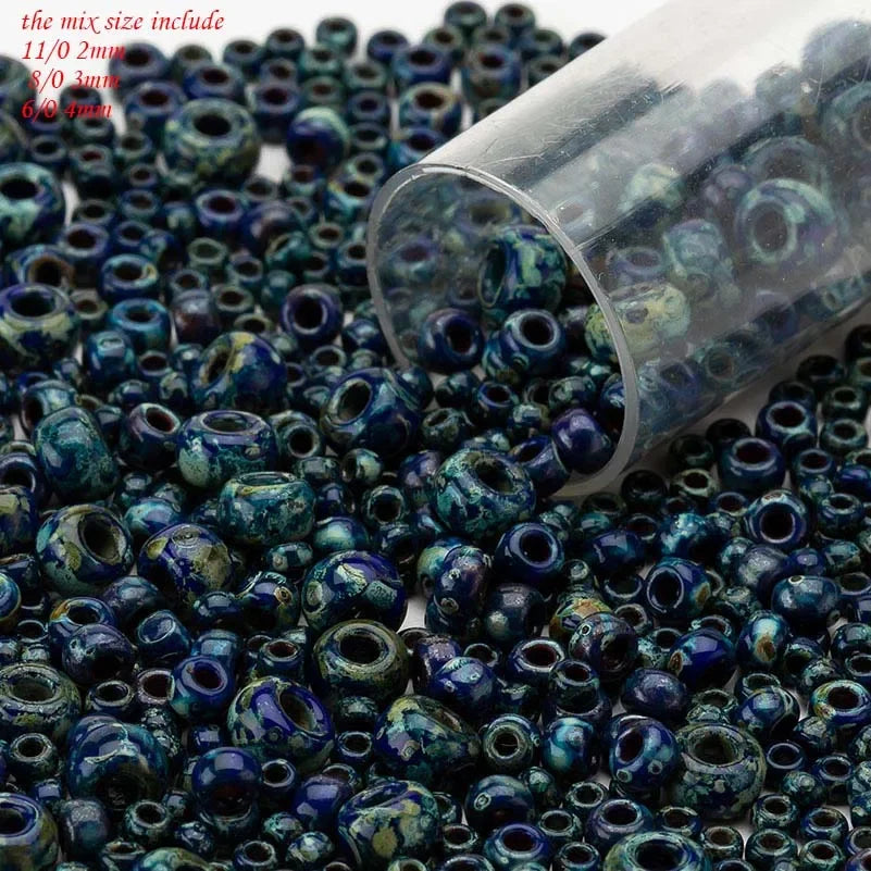 Miyuki Round Picasso Beads, Boho Style color and size Mixes, 2mm 3mm 4mm, 10Grams/bag