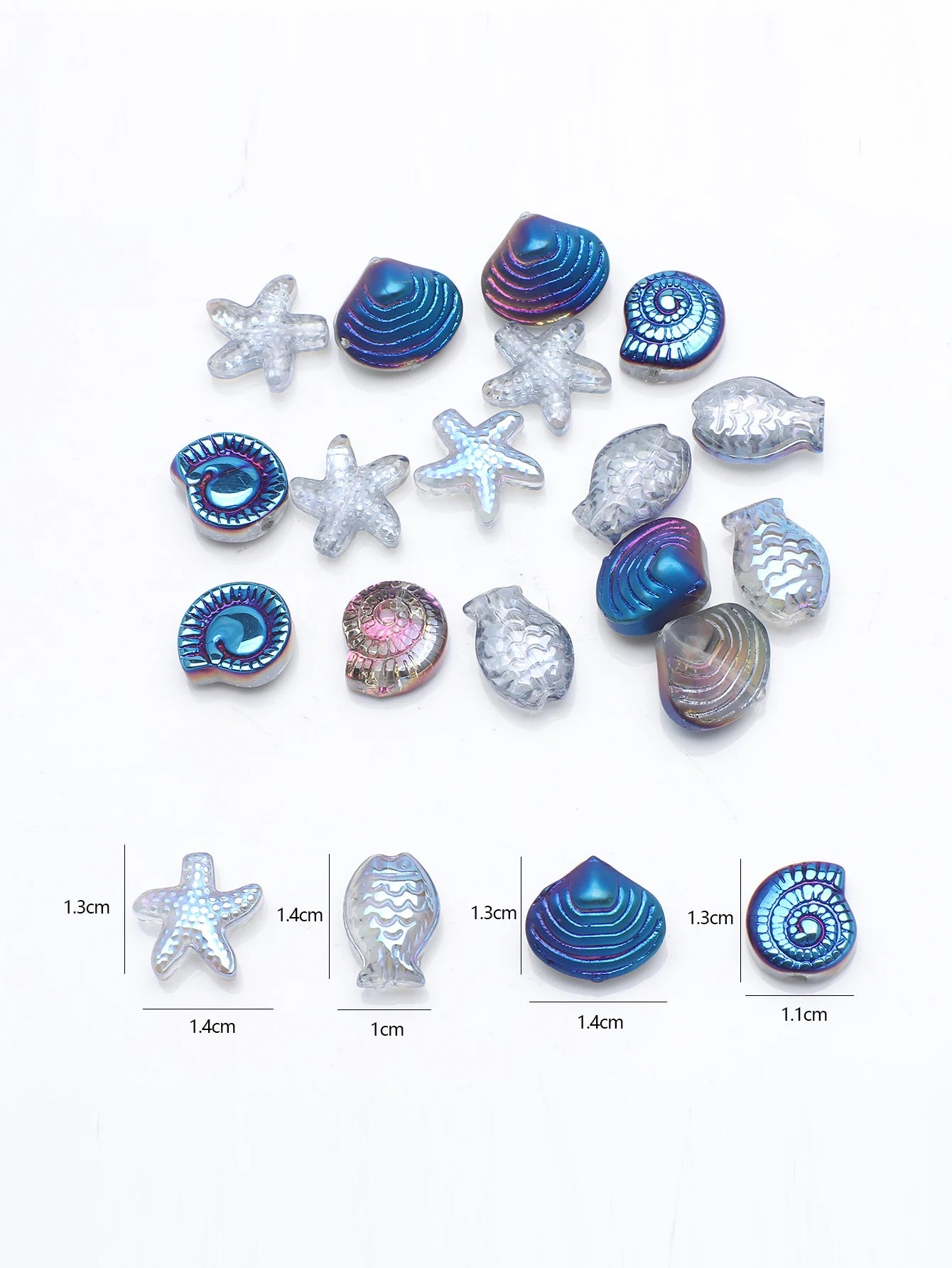 All Aboard Ocean Charm Collection, 20 Pcs Mixed Shapes Starfish /Snail /Shell/ Small Fish