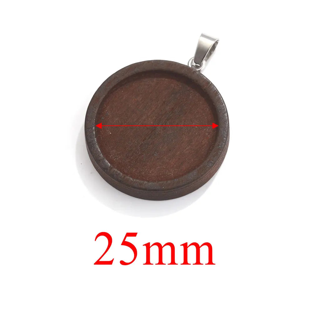 Wood Round Cabochon Base, Blank Settings, 20-25-30mm, 10pcs