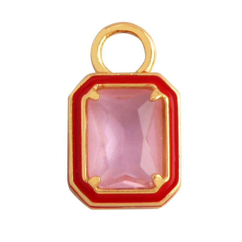 All Seeing Glass Bezel Pendants, 18k Gold Plated CZ Micro Pave