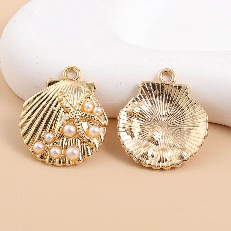 Pearl Shell Enamel Charms 10pcs