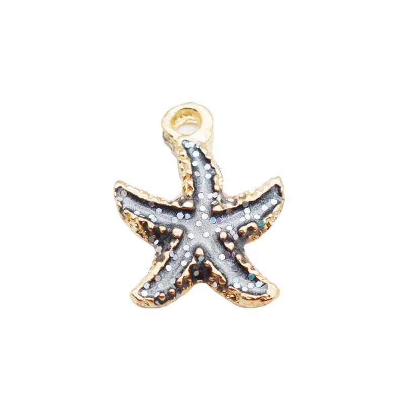 Sea Shells & Starfish Enamel Charm Collection, 10pcs