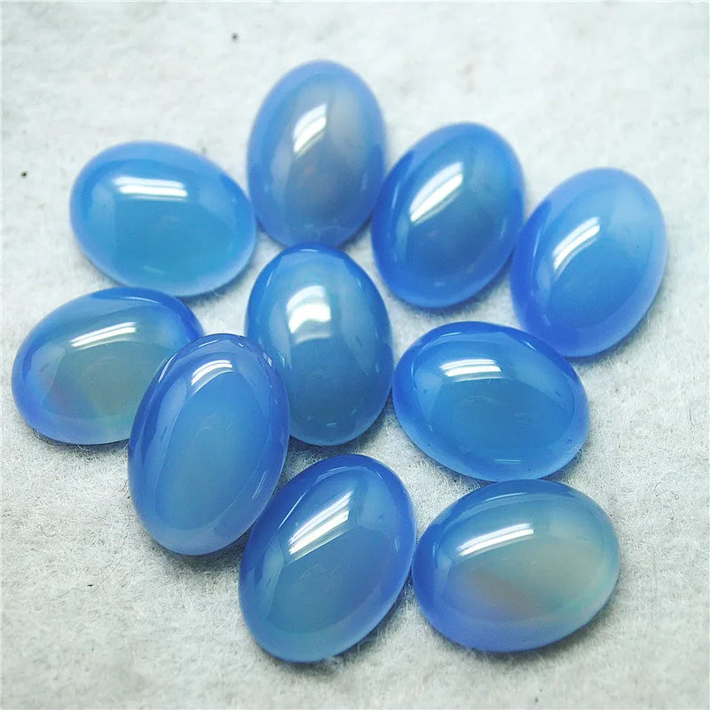 Natural Blue Agate Oval Cabochons 15X20MM , 10PCS