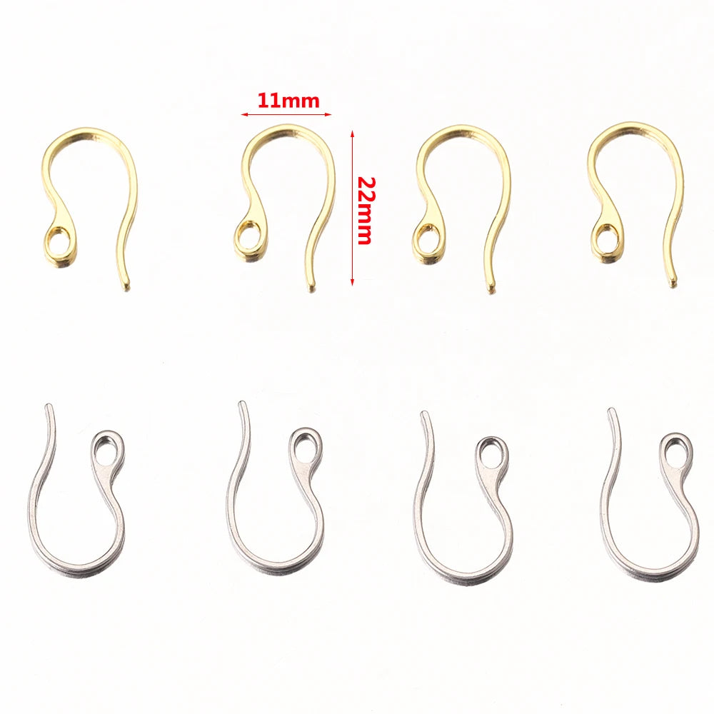 Gold-Plated Earring Hooks, Stainless Steel Ear Wires, 20pcs