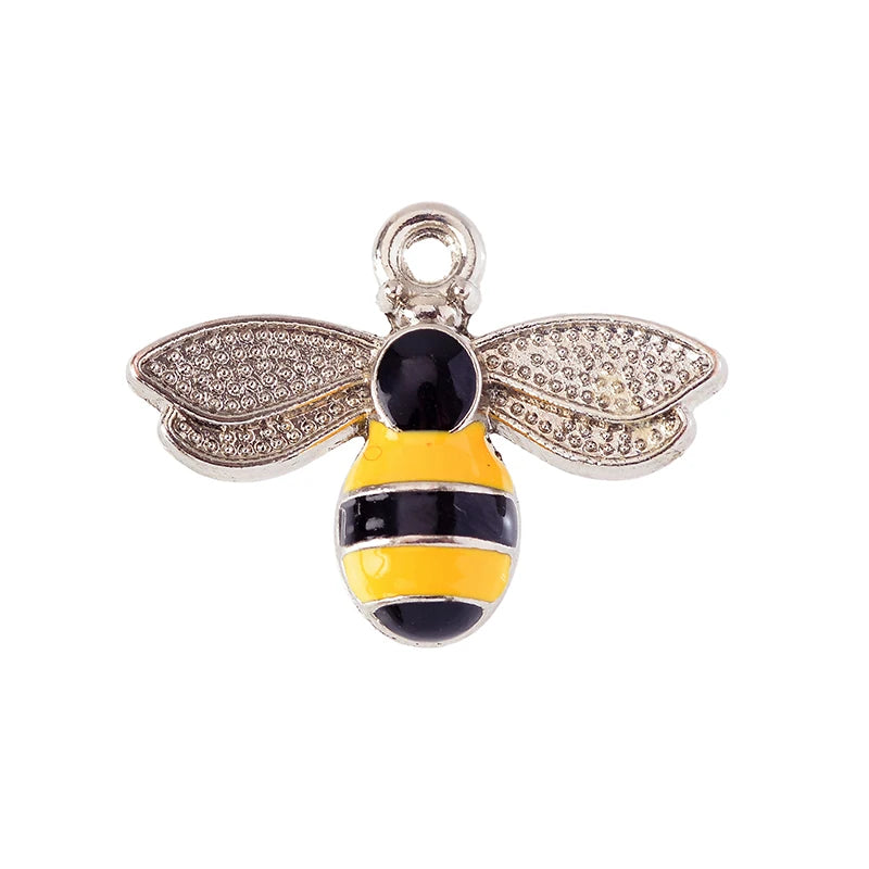 Enamel Bee Pendant Charms, 10Pcs 22*17mm