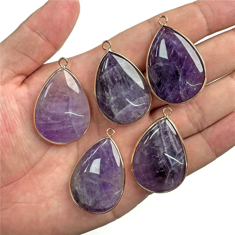 Amethyst Pendant Beads, Natural Healing Gemstones, 9 sizes & Shapes, 2pcs