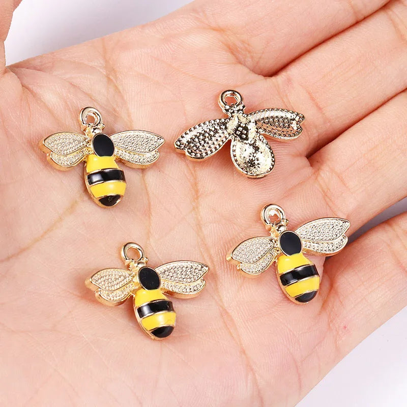 Enamel Bee Pendant Charms, 10Pcs 22*17mm