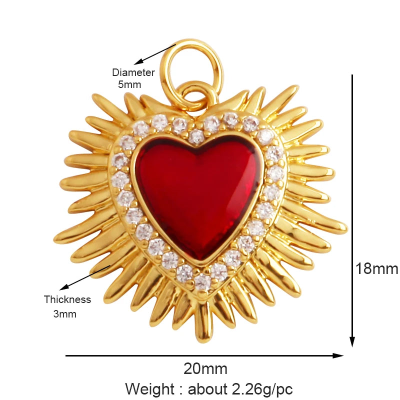 Sacred Red Heart Charm Collection, 18K Gold Plated