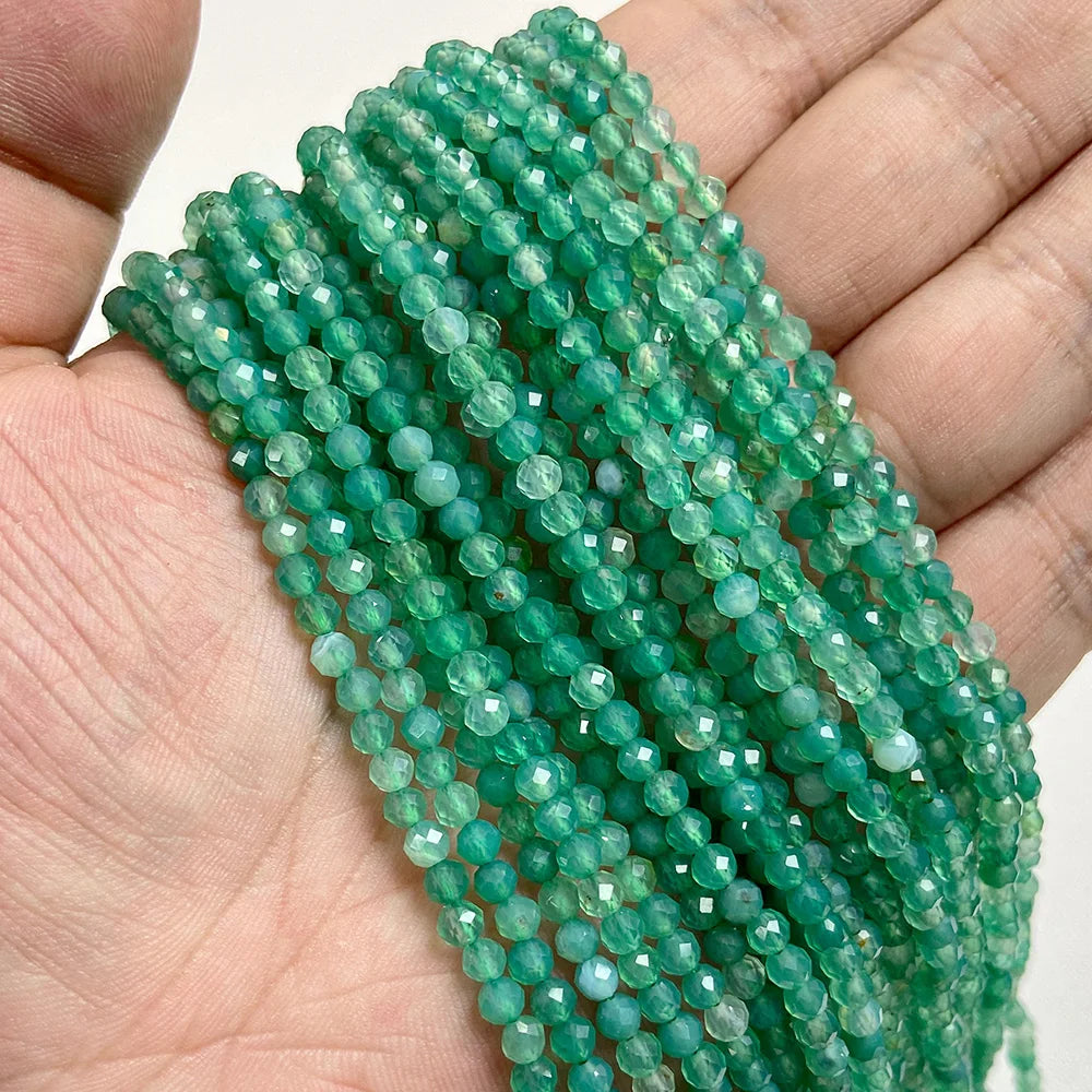 Tiny Green Natural Gemstone Beads, Turquoise, Jade, Agate, Quartz, Amazonite, 2 3 4 mm 15.5" Strand