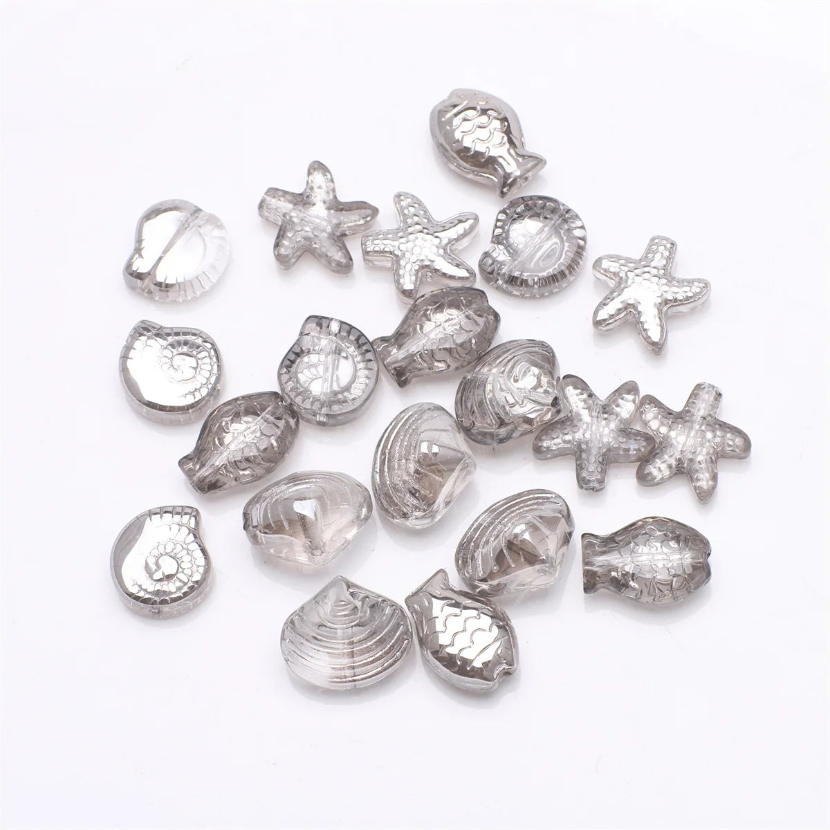 All Aboard Ocean Charm Collection, 20 Pcs Mixed Shapes Starfish /Snail /Shell/ Small Fish