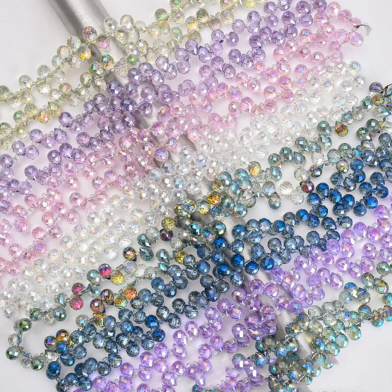 Shiny Crystal Strawberry Beads,  20PCS AB Color Faceted Glass Beads 6-7mm