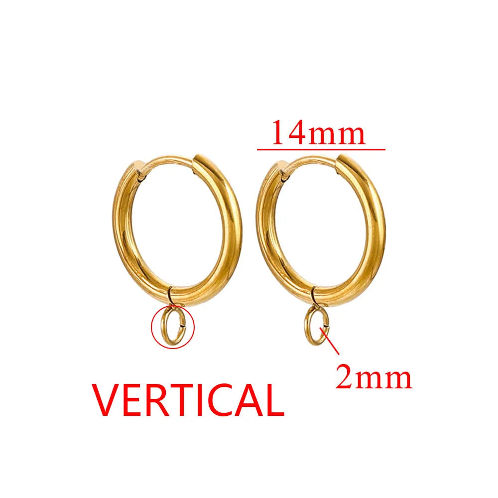 18k Gold Plated Huggie Earring Hooks With Loop, 10pcs Stainless Steel