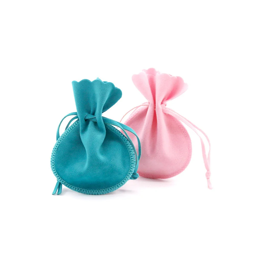 Rounded Velvet Drawstring Bag, Jewelry Pouch, 10pcs