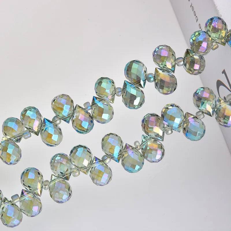 Shiny Crystal Strawberry Beads,  20PCS AB Color Faceted Glass Beads 6-7mm