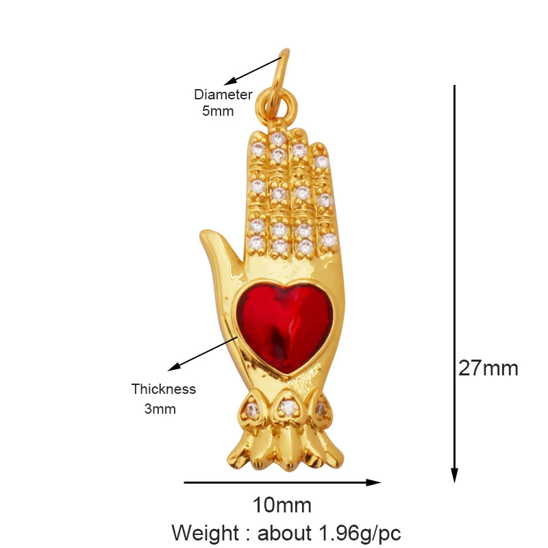 Sacred Red Heart Charm Collection, 18K Gold Plated