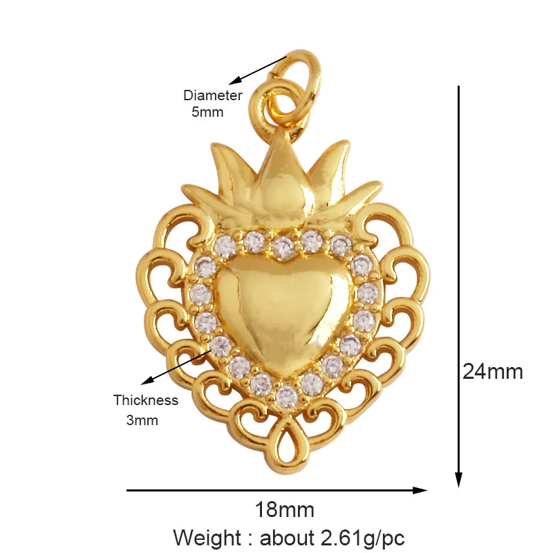 Sacred Red Heart Charm Collection, 18K Gold Plated