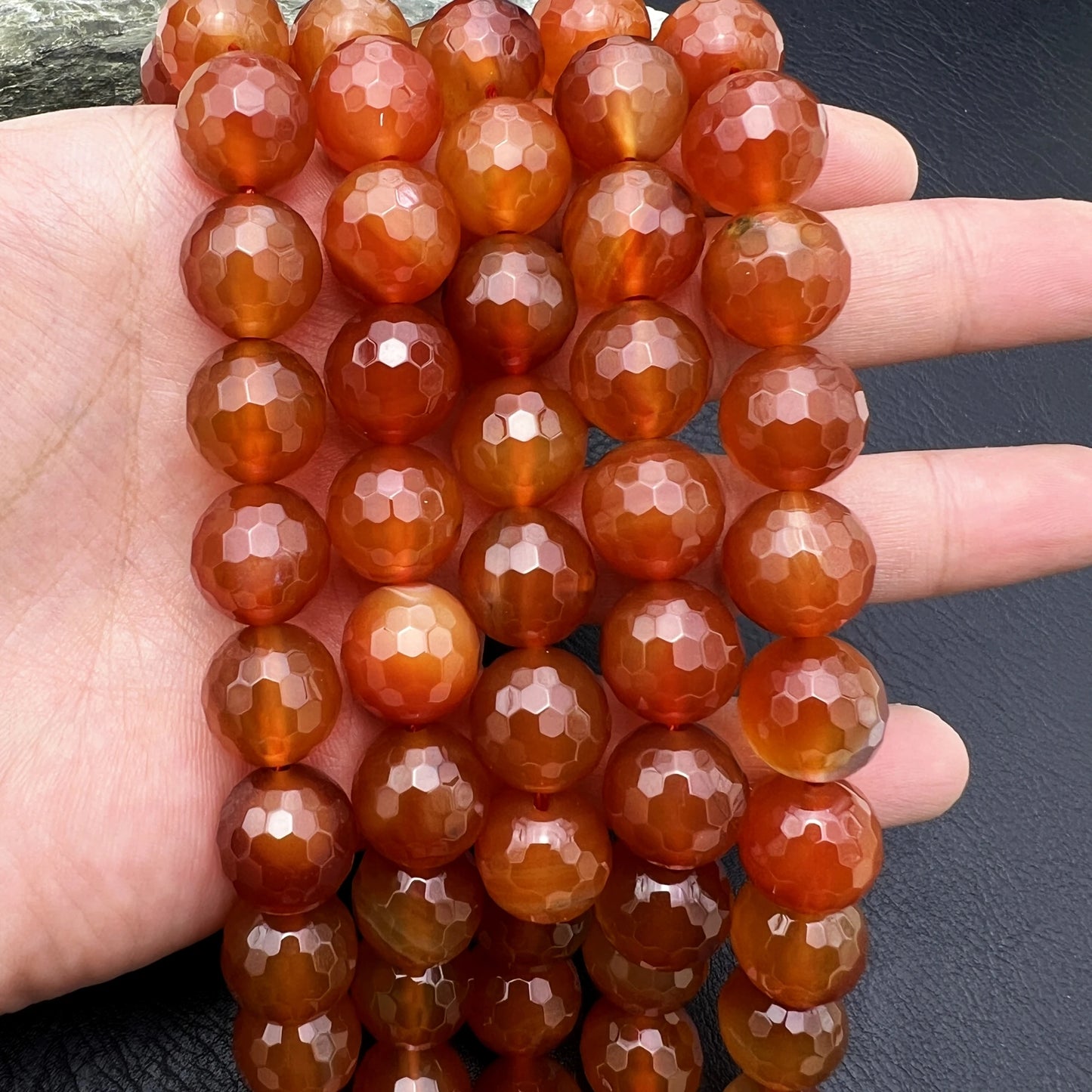 Large Faceted Natural Red Agate Beads, 14MM 28PCS