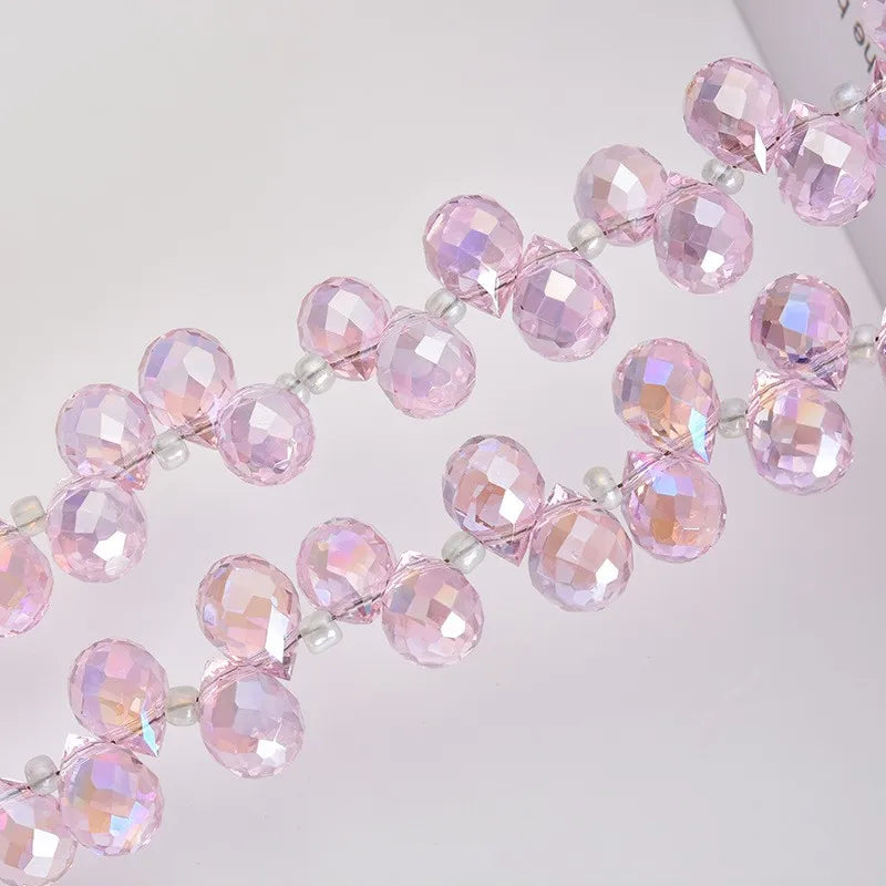 Shiny Crystal Strawberry Beads,  20PCS AB Color Faceted Glass Beads 6-7mm