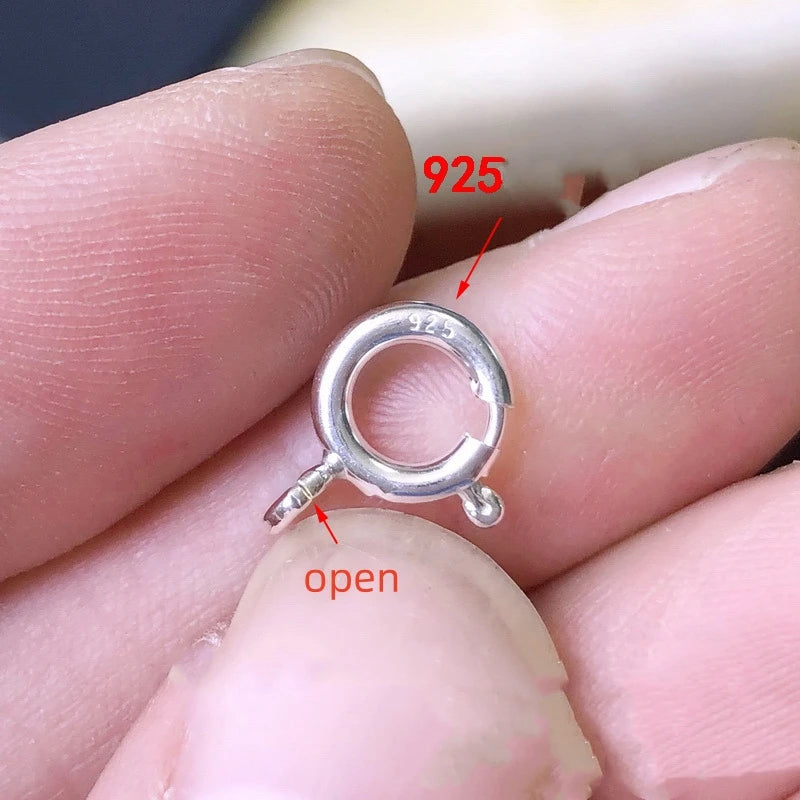 925 Sterling Silver Spring Ring Clasp With Open Jump Ring, Hypoallergenic, 2/5pcs