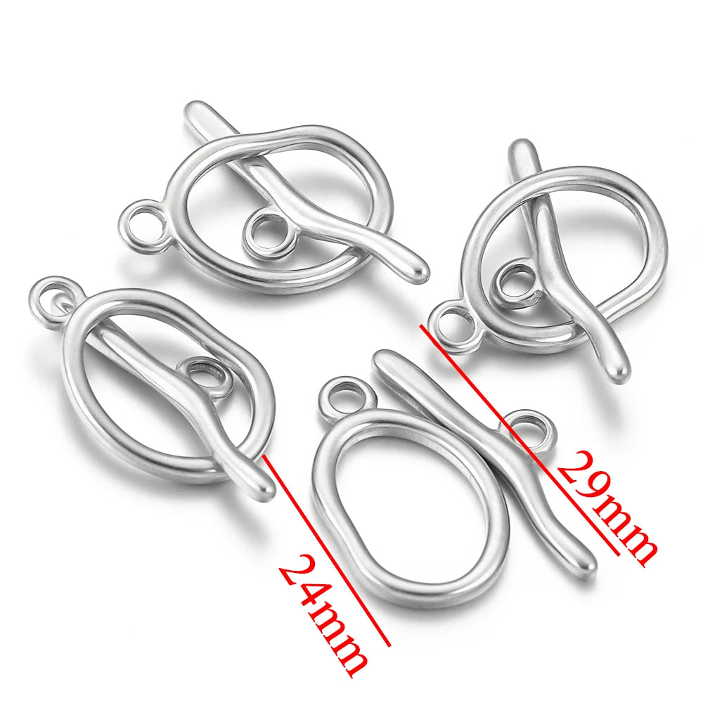 Stainless Steel Curved Gold Plated OT Clasps, Toggle and Buckle Connectors, 24mm, 4sets