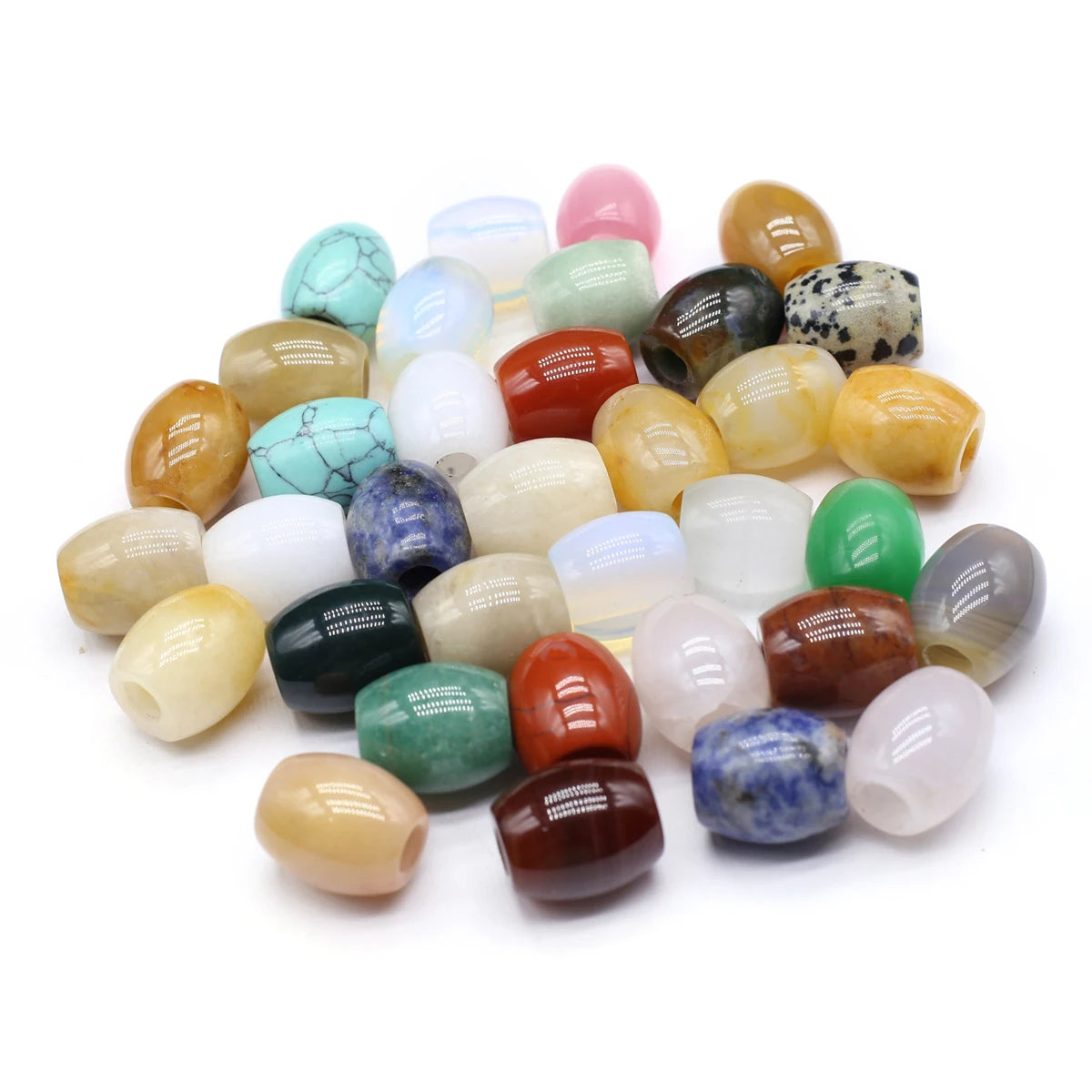 Big Hole Gemstone Barrel Beads,  Agate Beads 16mm each, 5mm bead holes