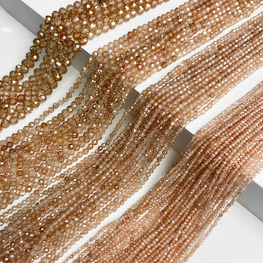 Champagne Natural Faceted Zircon Beads, 2 3 4mm