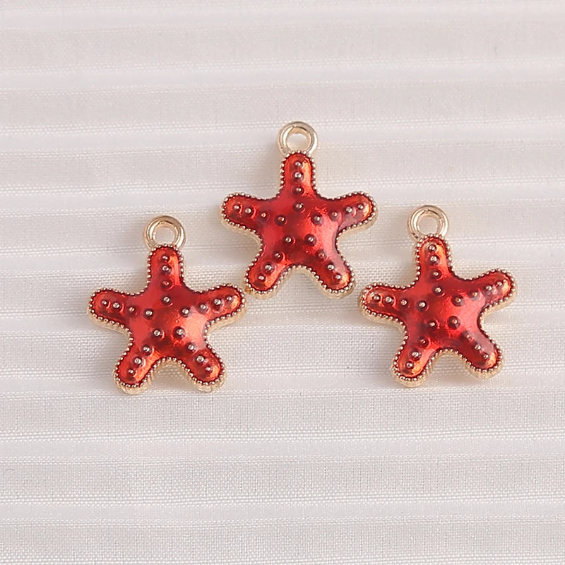 Seashell Lore Enamel Charm Collection, Starfish, Shells with Pearls, 10pc