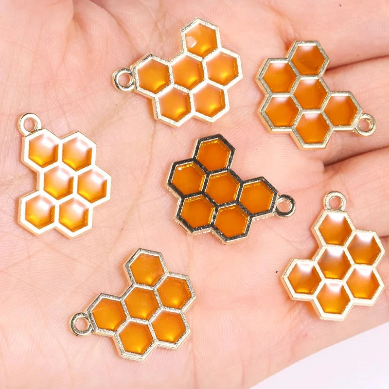 Enamel Bee Pendant Charms, 10Pcs 22*17mm