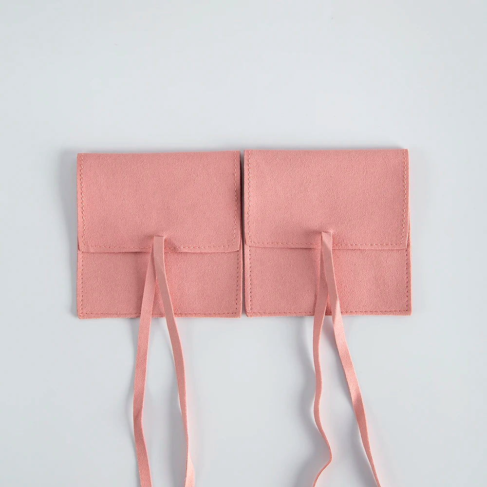 Small Chic Microfiber Pouches with Bows, Drawstring Bags for Jewelry