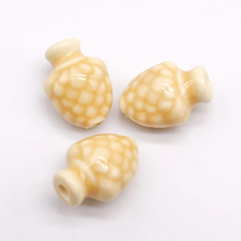 Hand-made Strawberry Ceramic Beads 14x10.5mm Multicolor Porcelain