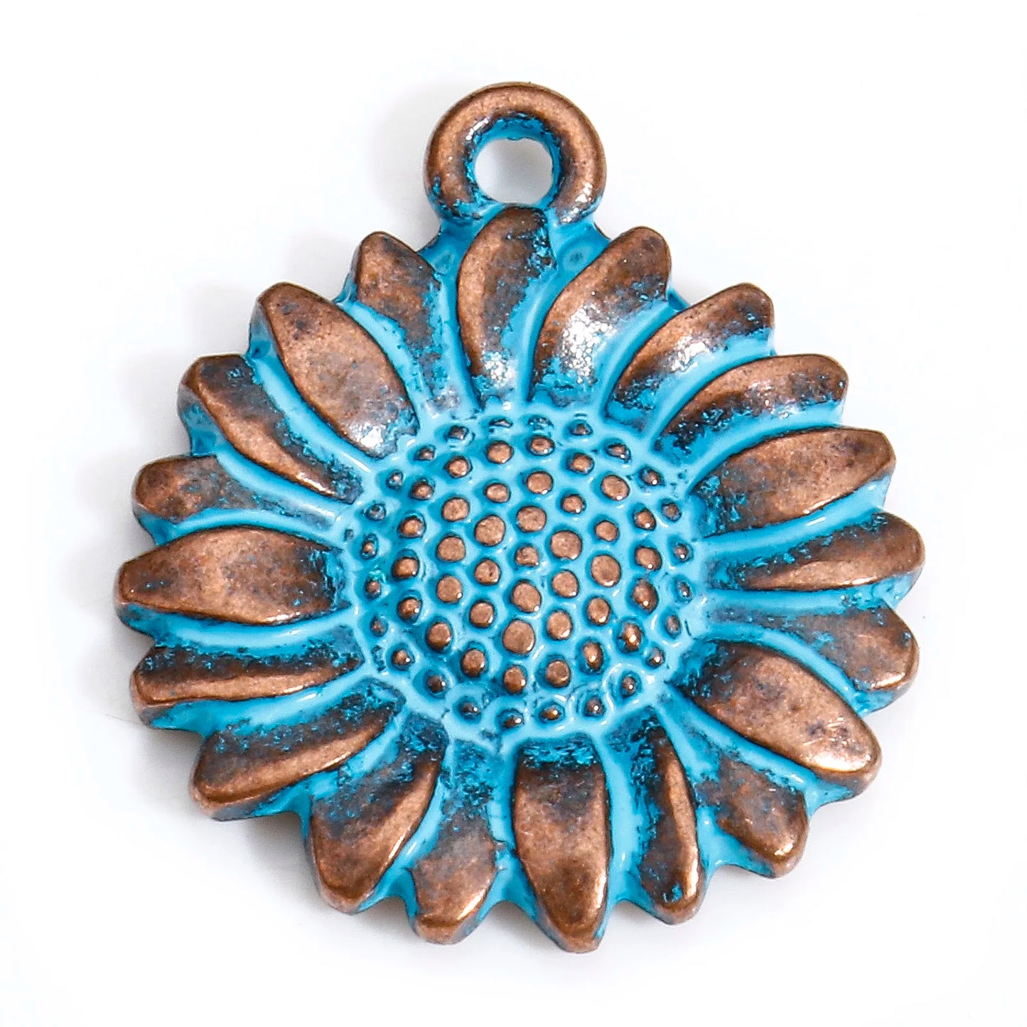 Bohemian Ocean Jewelry Charms  in Antique Copper Blue Patina 20pcs