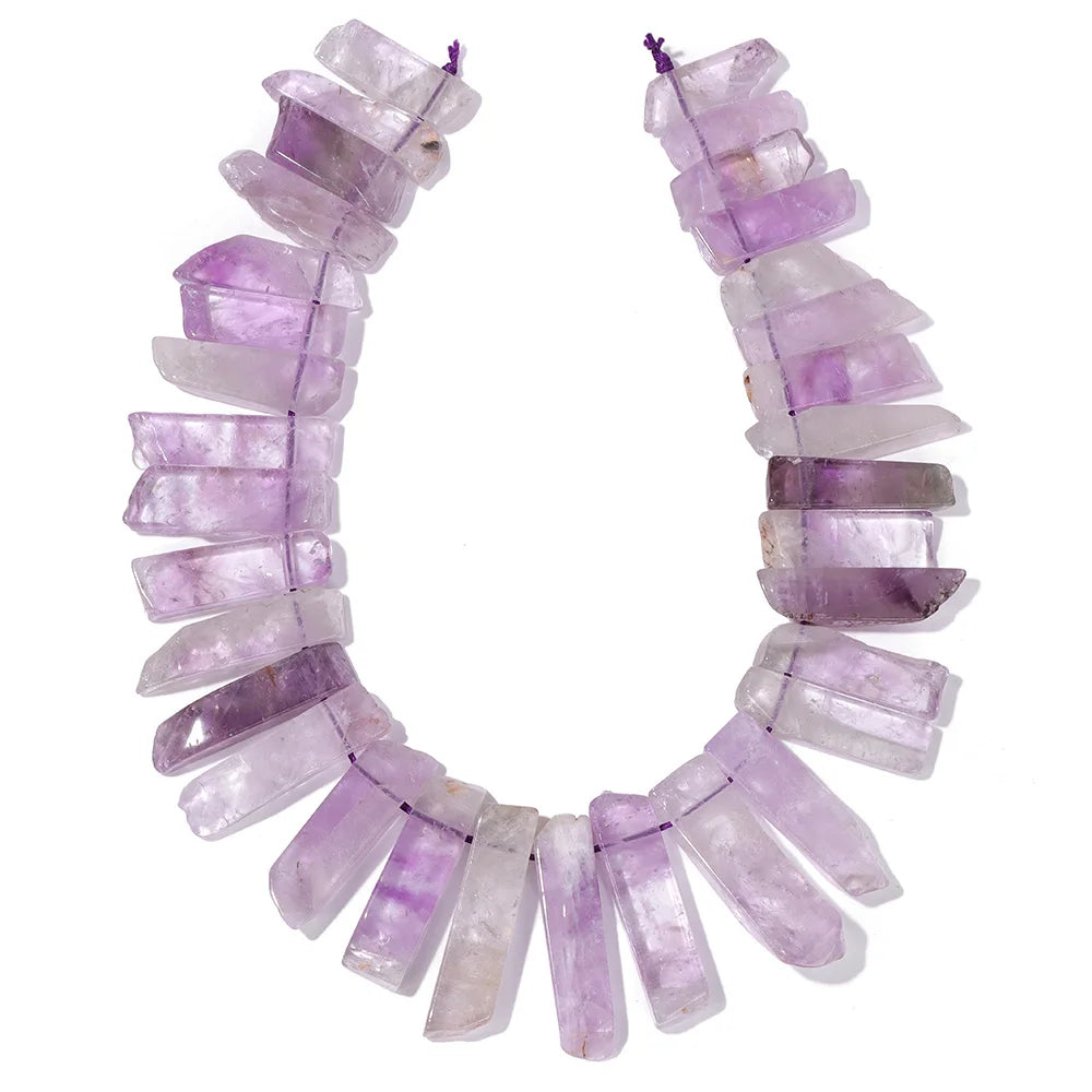 Transparent Natural Purple Amethyst Beads, Flat, Top Drilled 25mm