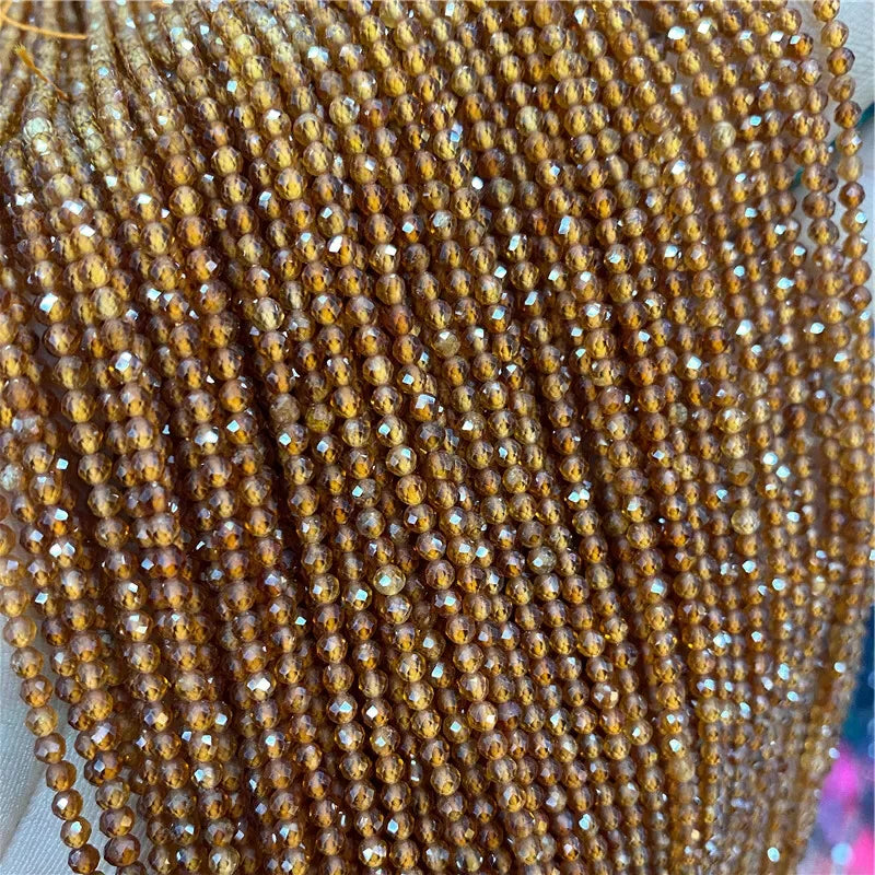 Natural Gemstone Beads in Yellow + Orange,  2 3 4 MM, 15"