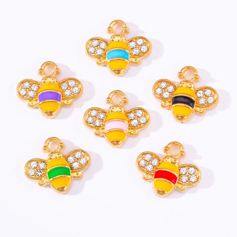 Enamel Bee Pendant Charms, 10Pcs 22*17mm