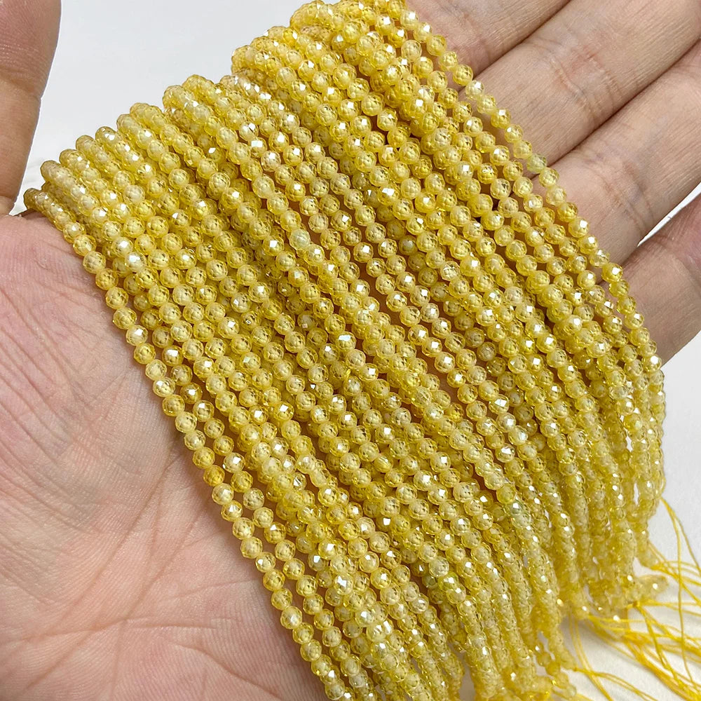 Natural Gemstone Beads in Yellow + Orange,  2 3 4 MM, 15"