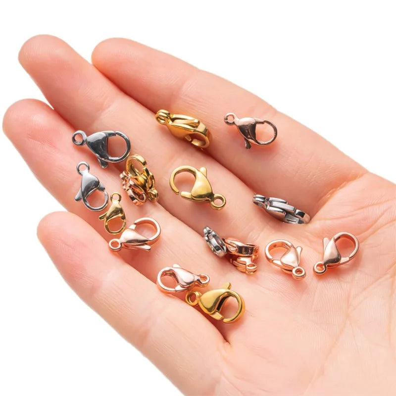 Black Stainless Steel Lobster Claw Clasps, 20pcs