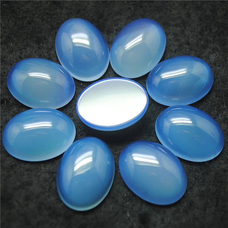 Natural Blue Agate Oval Cabochons 15X20MM , 10PCS